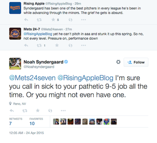 Illustration for article titled Mets Chide Noah Syndergaard For Eating Twitter Troll's Lunch